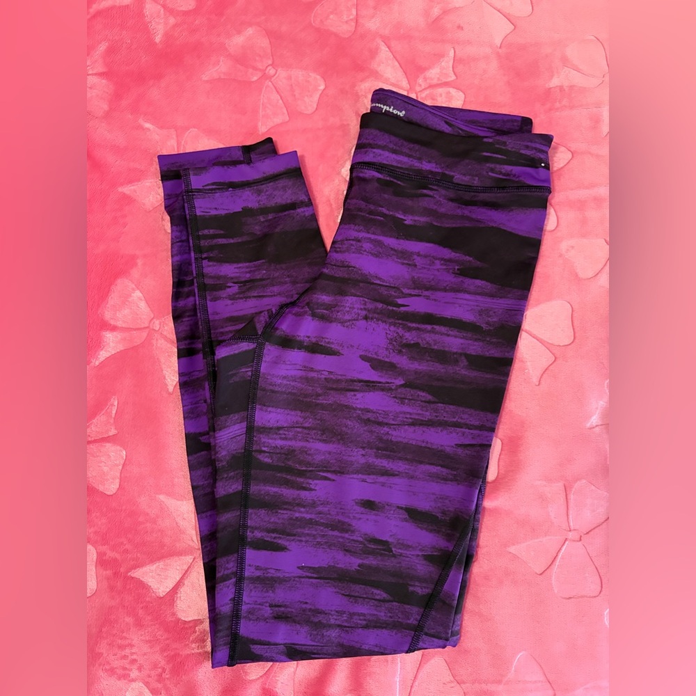💜🖤 Champion Purple & Black Printed Leggings 🖤💜